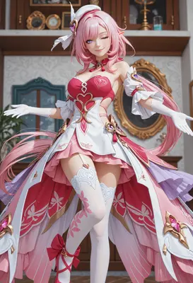 Elegant Pink Haired Maiden in Formalwear