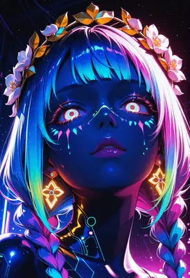 Neon Floral Goddess of Cyber Space