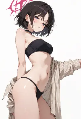 Anime Girl in Lingerie and Shirt