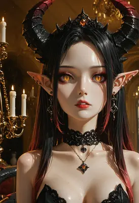 Gilded Demon Queen in Candlelight