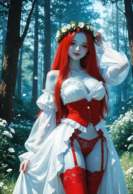 Red Haired Maiden in Floral Forest