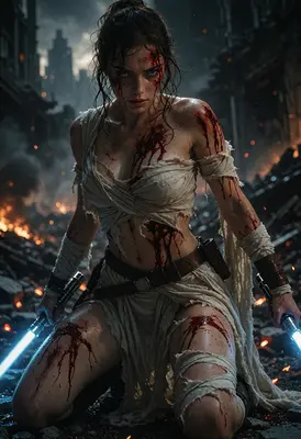 Battle Wounded Warrior in Ruined City
