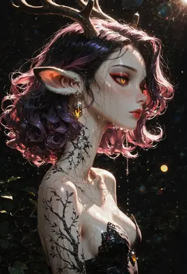 Enchanting Forest Spirit with Antlers