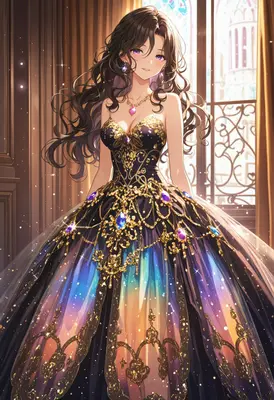 Elegant Princess in Radiant Evening Gown
