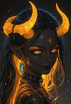 Glowing Horned Demon Princess Portrait