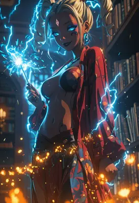 Electric Sorceress in the Library
