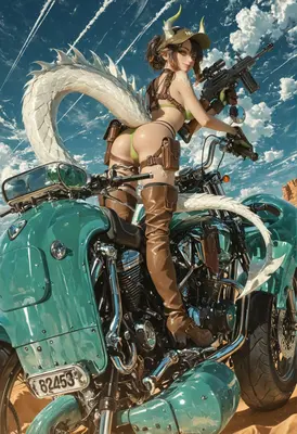 Dragon Girl Biker in the Desert
