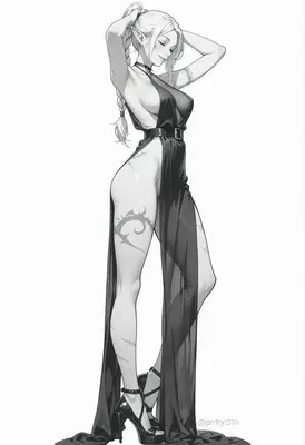 Elegant Elf in Sheer Black Gown