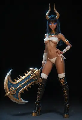 Horned Warrior with Massive Spiked Blade