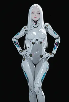 Sleek White Android Warrior