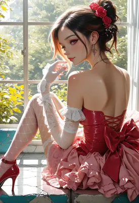 Elegant Rose Maiden by the Window