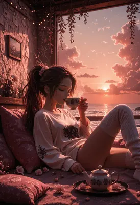 Sunset Tea by the Window