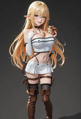Blonde Elf Adventurer with Small Squirrels
