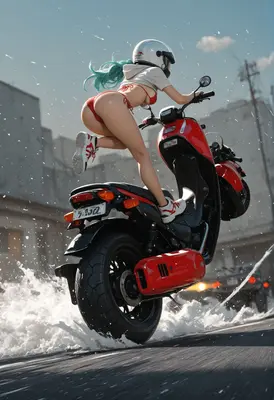 Anime Biker Girl Performing Wheelie Stunt