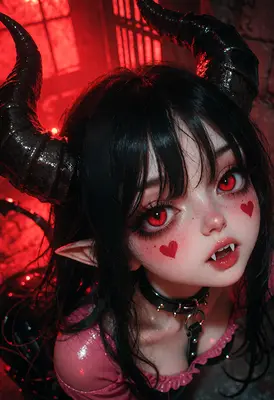 Fiery Demon Girl With Red Eyes