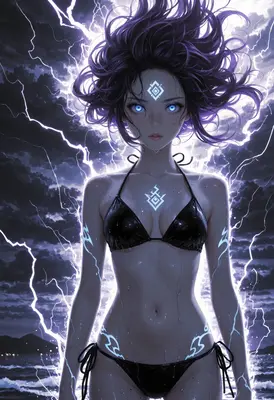 Storm Goddess with Glowing Runes