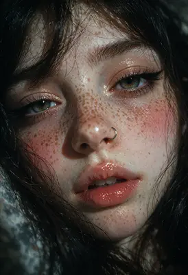 Close up of a freckled face