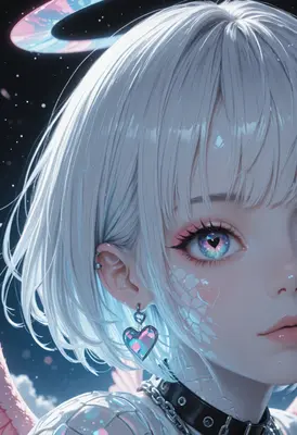 Ethereal Angel with Iridescent Heart Eyes