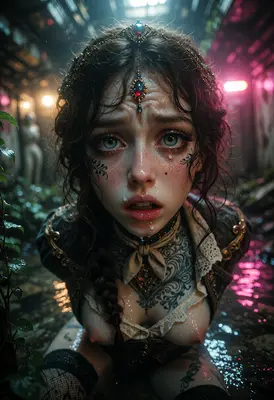 Sorrowful Maiden in Neon Ruins