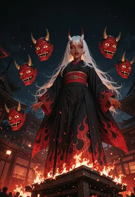 Oni Sorceress Summoning Spectral Masks
