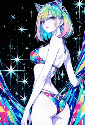 Iridescent Starry Cat Girl