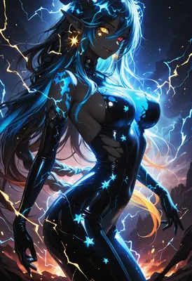 Electric Star Demoness in Latex