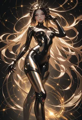 Celestial Cybernetic Goddess in Starlight