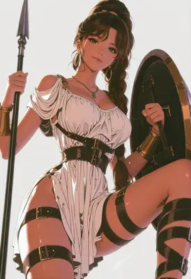Valiant Warrior Princess in White Toga