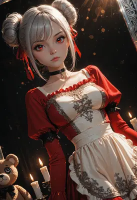 Gothic Doll with Red Eyes