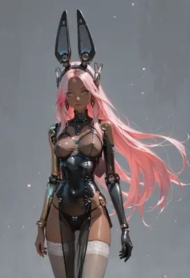 Cybernetic Bunny Girl with Pink Hair