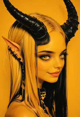 Golden Demon Girl Portrait