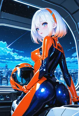 Cosmic Biker Girl in Space