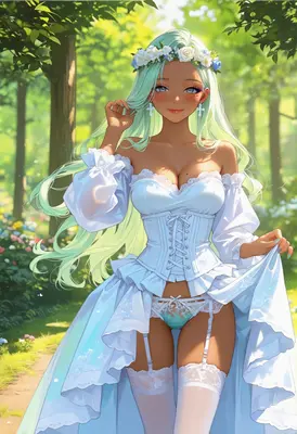 Forest Maiden in White Lingerie