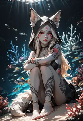 Fox Spirit Resting Under The Sea