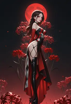 Harlequin Maiden Amidst Red Spider Lilies