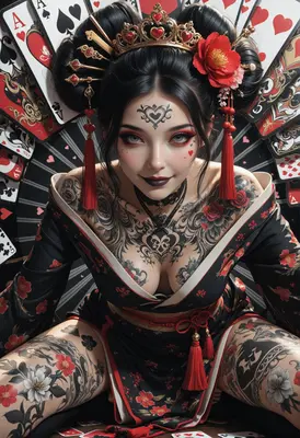 Queen of Hearts Tattooed Geisha