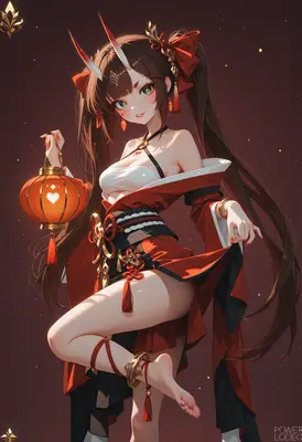 Oni Maiden With Glowing Heart Lantern