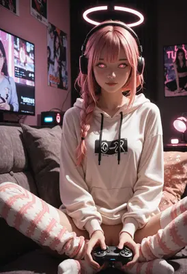 Pink Haired Gamer Angel