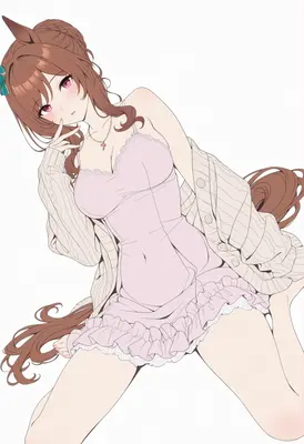 Cute Horse Girl in Pink Lingerie