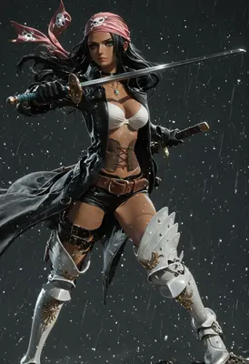 Fierce Pirate Warrior in the Rain