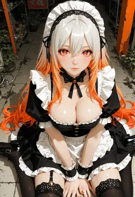 Elegant Maid with Glowing Red Eyes