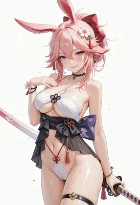 Wet Bunny Warrior with Katana