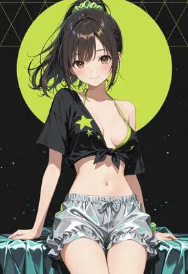 Neon Star Summer Anime Girl