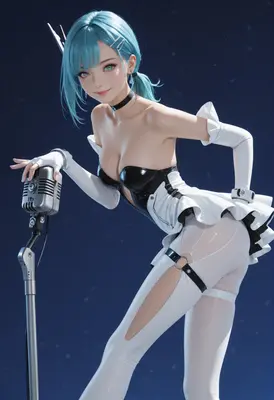 Blue Haired Idol at the Mic