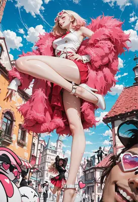 Stylish Blonde in Pink Feather Boa