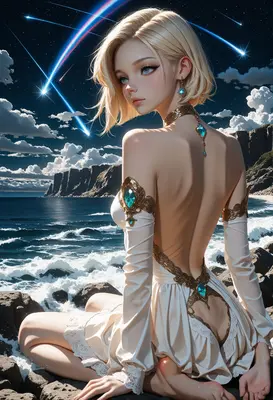 Starlight Maiden by the Crashing Waves