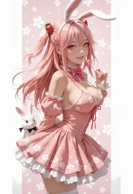 Sweet Strawberry Bunny Girl