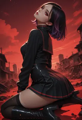 Red Skies Over Ruined City