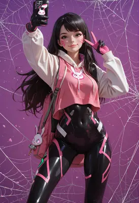 D.Va Selfie in Spider Web Backdrop