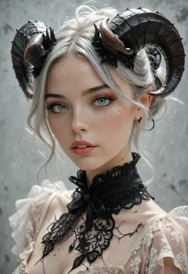 Ethereal Succubus with Intricate Horns